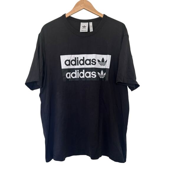 Adidas Black Spell Out Short Sleeve T Shirt Sz XL - Picture 1 of 3